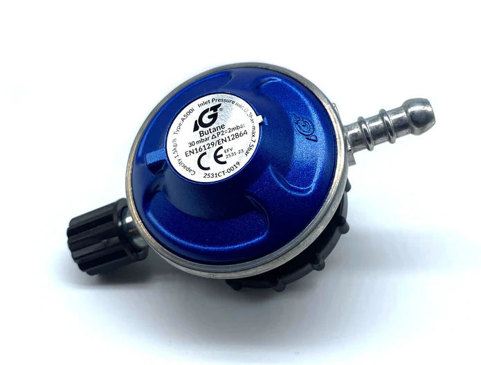 Regulator 30 mbar M14 x 1,5 - slang 8 mm TILL BLÅ CAMPING FLASKA